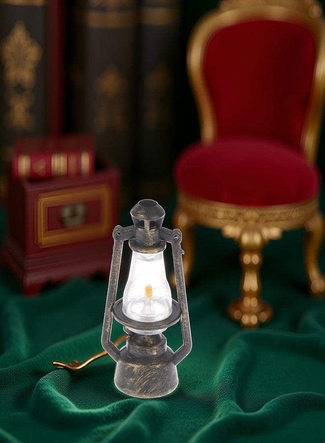 Cauaoa Miniature Lamps for Dollhouse,Doll House Miniature Retro Oil Lantern Dollhouse Accessories Scene Ornaments Dollhouse Miniature Scene Model Hurricane Lantern Kerosene Lamp,Dollhouse Accessories - Image 3